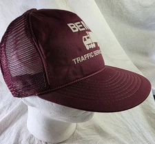Cap Bemak Traffic Services Hat Mesh Maroon Wine CT CLOSED Catalina Cap Suede Puf