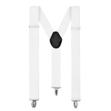 KOOELLE Suspenders for Men Heavy Duty Tuxedo Dress Pants 1.4 inch White Solid...