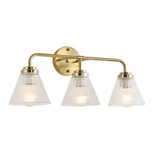 Brushed Gold Vanity Light, 3-Light Bathroom Light Fixtures Over Mirror, Clear...