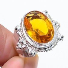 Yellow Citrine Gemstone Handmade 925 Sterling Silver All Size Ring For Gift