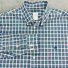 Brooks Brothers 346 Men's Long Sleeve Plaid Button Down Shirt Size L Regular Fit