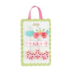 Mud Pie Baby Girl Ladybug, Butterfly,  Bow Spring Hair Clips Set of Three NEW