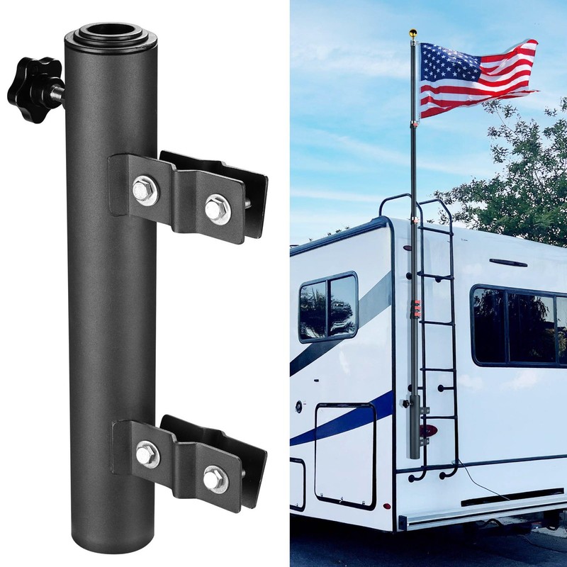 AplusChoice RV Ladder Mounted Flagpole Holder Camper Fits 1" to 2 3/8" Pole