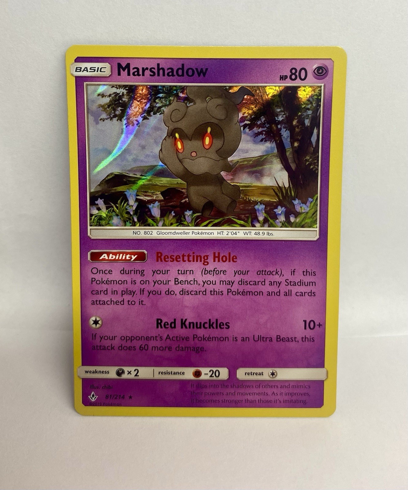 Marshadow 81/214 Holo Rare Holo Card SM - Unbroken Bonds Pokemon TCG NM