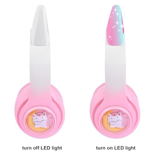 Cat Ear Kids Headphones Wireless, LED Light up Bluetooth Headphones Pink Pro - Picture 6 of 7