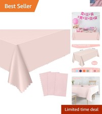 3 Pack Plastic Light Pink Tablecloths, 54 X 108Inch Disposable Spring Tablecl...