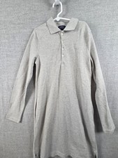 POLO RALPH LAUREN Girls M Shirt Dress Henley Collar Gray Pony Logo Preppy 8-10