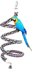 94In Bird Rope Perch Swing Toy Bendable Cotton Bungee with Bell for Parrots
