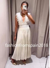 ZARA NEW WOMAN MIDI ZW COLLECTION LACE STRAP DRESS ECRU XS-L 6895/249/712