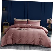 3PCS Velvet Duvet Cover Comforter Duvet Cover Set Size, Queen Blush Pink