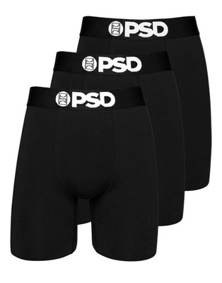 NEW MEN'S PSD UNDERWEAR SOLID BLACK 3 PACK BOXER BRIEFS XXL