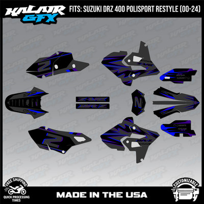 Graphics Kit for Suzuki DRZ400 Polisport Restyle  (2000-2024) Vizion-Purple Blue