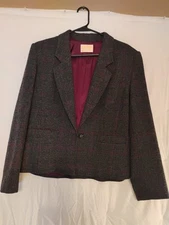 Pendelton Plaid Blazer  Women's Purple/Maroon Gray 100% Virgin Wool Sz.10