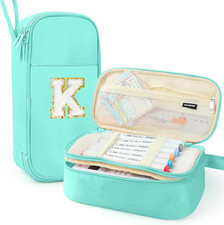 Large Pencil Case,Big Capacity Pencil Pouch,Personalized Initial Pencil Bag with