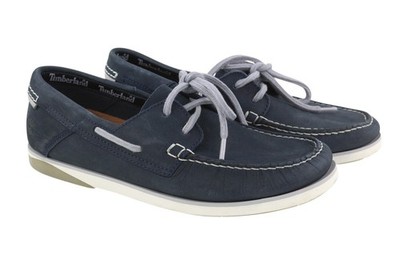 Timberland A416H Herren Schuhe EU40/41 Navy Leder Boot Slipper True Cloud *
