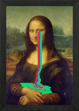 Mona Lisa Crying Glitch Framed Wall Art Poster Canvas Print Picture