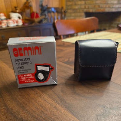 Vtg. GEMINI Auxiliary TELEPHOTO LENS for Nikon One-Touch #M391GP with case & Box