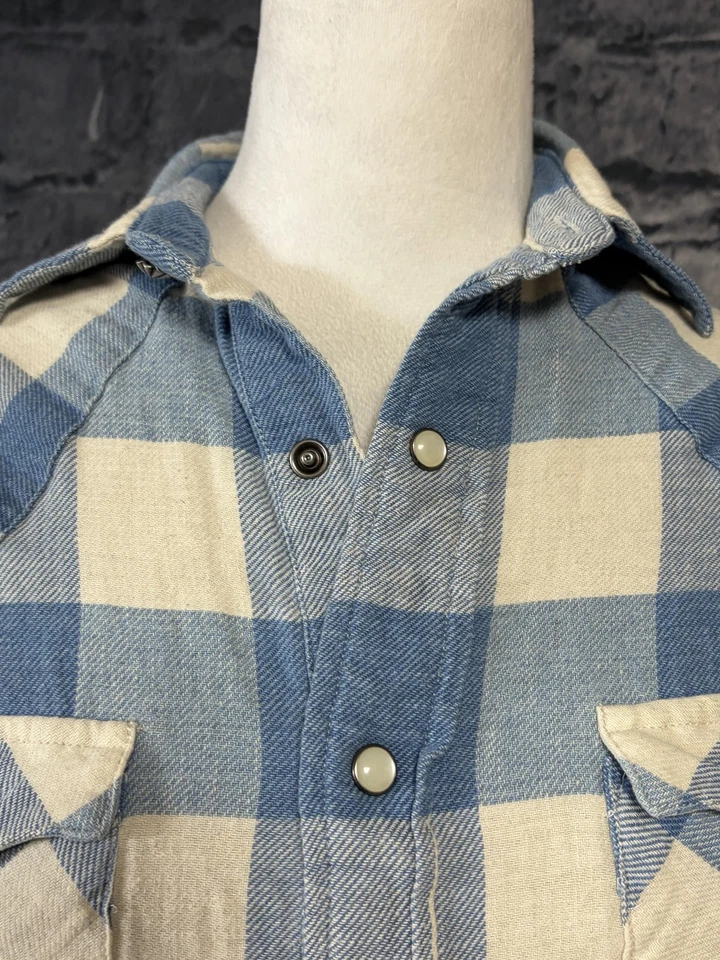 Camisa RRL Ralph Lauren Para Mujer XS Azul Cuadros Búfalo Perla Occidental Cuadros a Presión Foto 2 de 4