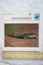 Curtiss Wright C-46 Commando - USA - Transport & Utility - Collectors Club Card