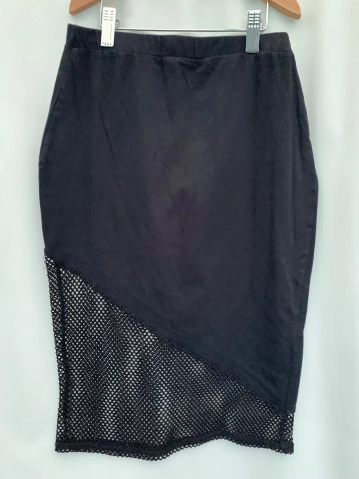 Missguided Black Mesh Pencil Skirt Size 8 Elastic Waist Womens - Image 2 of 4