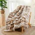 Luxury Two-Tone Faux Fur Throw Blanket – Cozy Warm Tie-Dye Design for Couch Bed