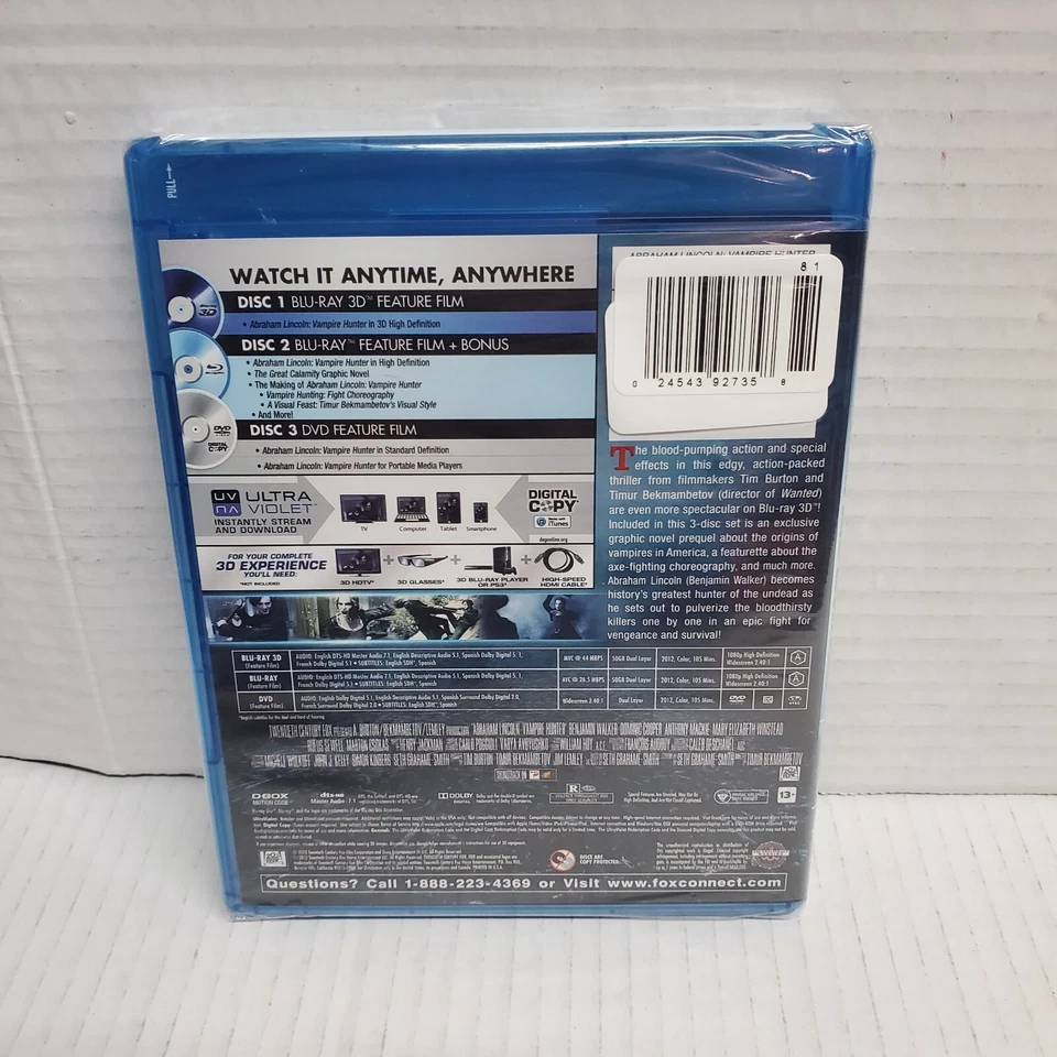 Abraham Lincoln: Vampire Hunter (Blu-ray/DVD, 2012, 2-Disc Set) Foto 2 de 2