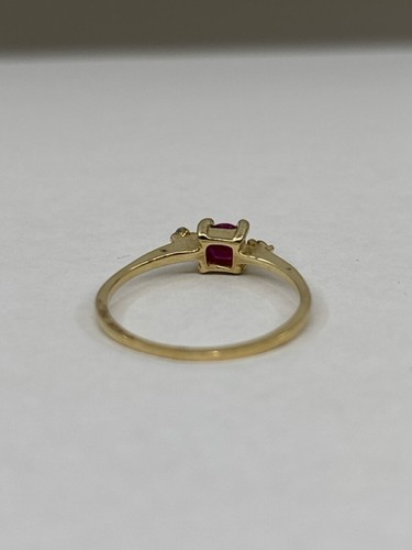 10K Yellow Gold APX 1/5 CTW Round Ruby Diamond Ring Sz 5.75 (KN1031452) - Picture 7 of 7