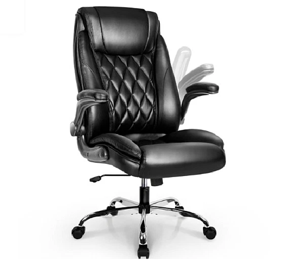 Black pu leather high back office 2024 chair executive task ergonomic computer desk