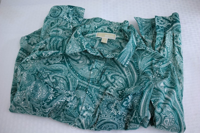 Michael Kors Paisley Women's Summer Long Sleeve Shirt Top Size M