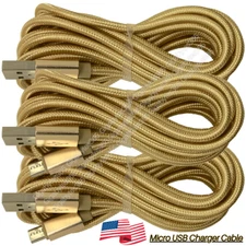 3Pack 10Ft Micro USB Cable Fast Charger Charging Cord Lot For Android LG Samsung