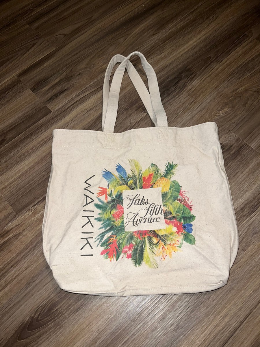Saks Fifth Avenue Waikiki Tote Bag Hawaii Floral Canvas Bag | eBay