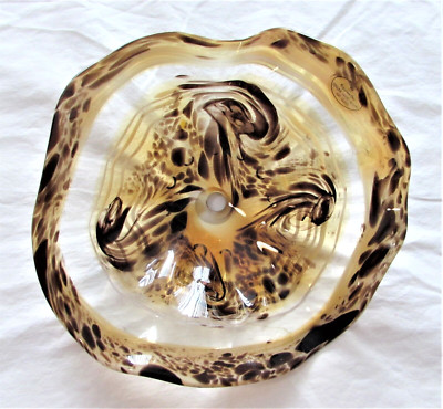 Viz Art Genuine Hand Blown Glass Wall Sconce Shade Only Tan and Brown 9-10 in