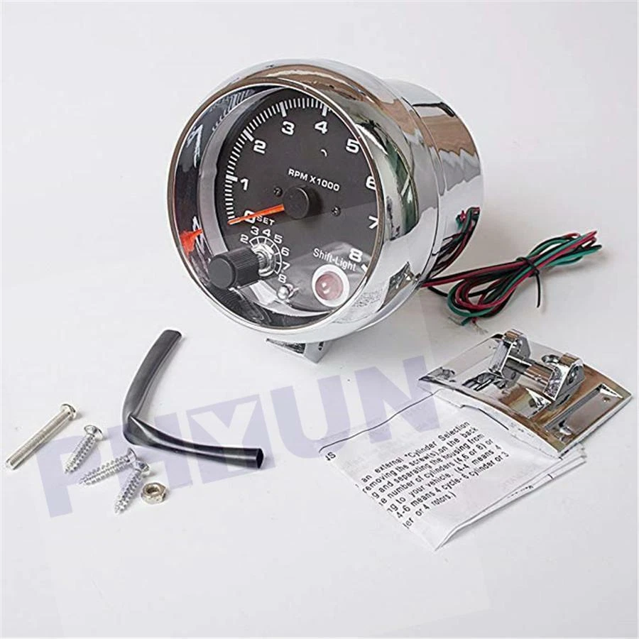 Car Gauge 3.75" Tachometer 7 LED Colors Adjustable 0-8000 RPM Shift-Light USA - Image 2 of 4