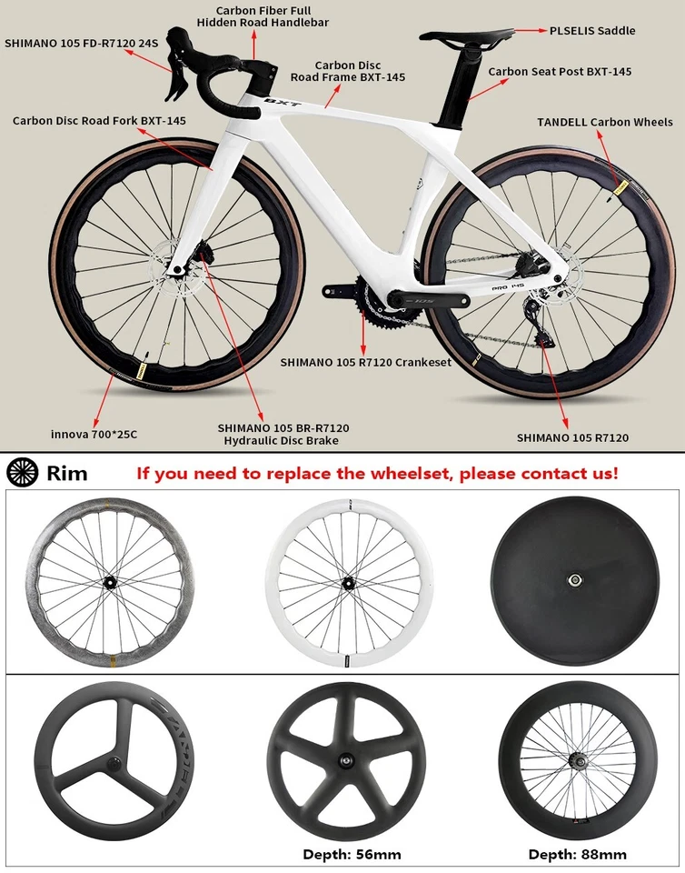 700C Carbon Rennrad Shimano R7120 Ultraleichter Straßenrahmen mit Scheibenbremse - Bild 2 von 4
