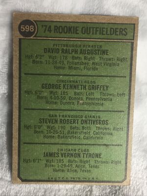 1974 Topps #598 Rookie Outfielders Ken Griffey Ex/Mt See Corners