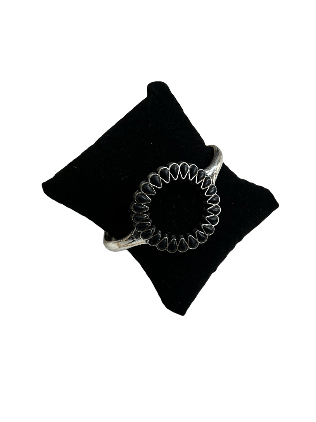 Silver and black open circle patterned cuff brace… - image 3