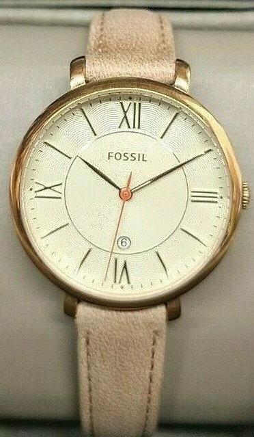 Fossil jacqueline sand leather clearance watch