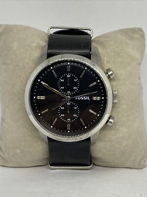 Fossil Townsman FS4784 Men's Black Leather Analog Dial Quartz