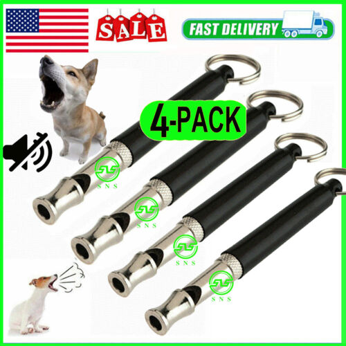 4pcs Dog Training WHISTLE UltraSonic Obedience Stop Barking Pet Sound PitchBlack - Afbeelding 1 van 24