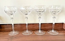 4 Old Galway Irish Crystal  8 1/4” Wine Hock/Glasses Star Foot-Vintage 1978-1993