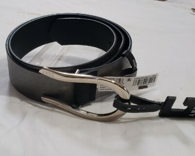 NWT DKNY Unisex Silver Faux Leather Dress Belt With Silver  display picture 2