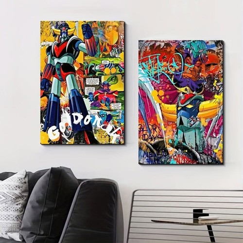 Graffiti goldorak collage Cartoon canvas Painting Street Art Modern Wall Decor - Picture 2 of 10