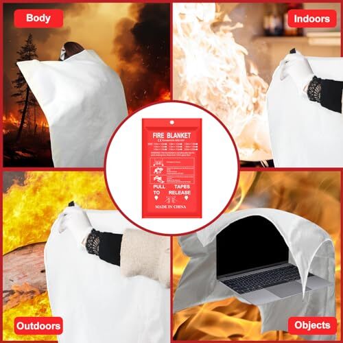 Fire Blankets to Smother a Kitchen Fire, Emergency Fire Blanket, Flame