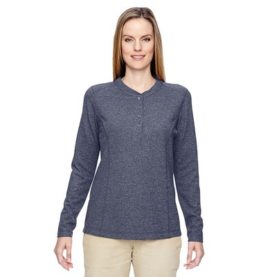 North End Women's Long Sleeve Polyester Performance Waffle Henley T-Shirt,Small