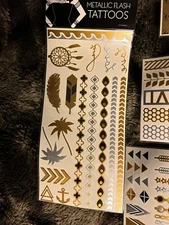 Set of 4 New Metallic Body Tattoos - Perfect for: Beach, Festivals, Vacation!