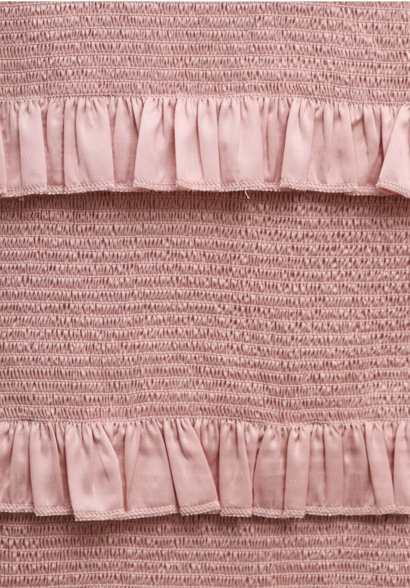 V. Chapman Lily Ruched & Ruffled Stretch Satin Midi Dress ROSE DUST Size 8  | eBay