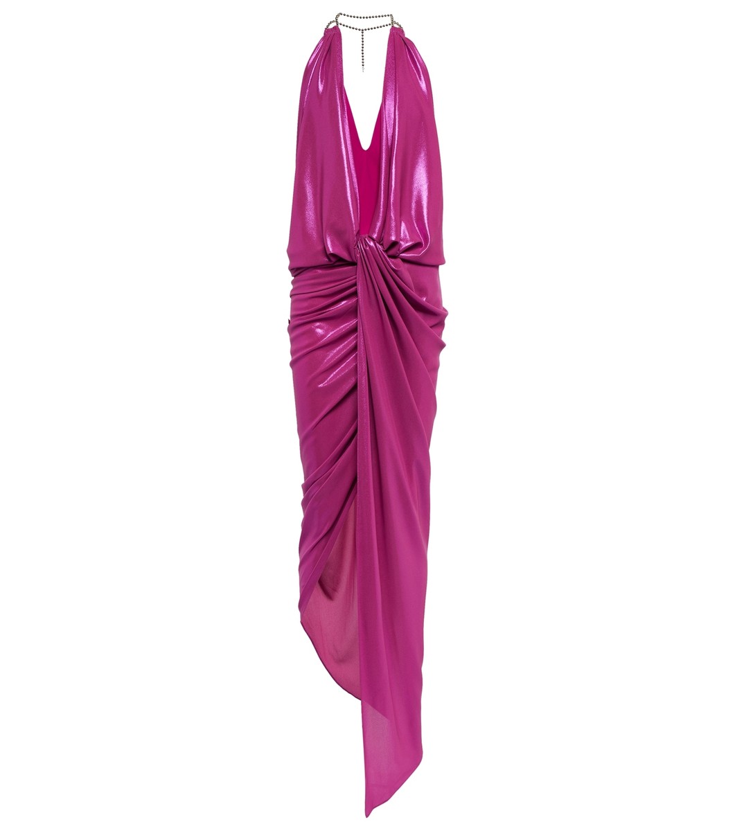 【関税込み】The Attico ミディアムドレス NEW THE ATTICO Halter Neck Ruched Lamé GOWN DRESS $1650 Size