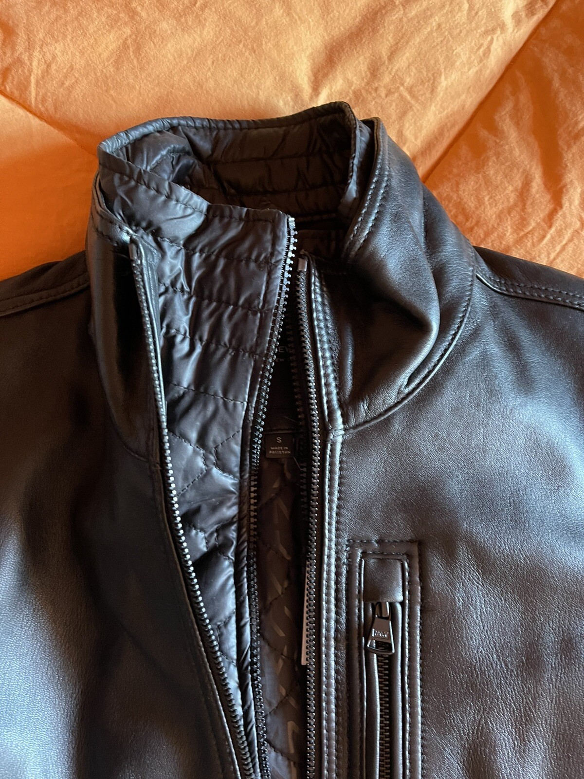 Mens Leather Jacket (ANDREW) MARC NEW YORK Lambskin Leather Dark Brown Small NWT image 6