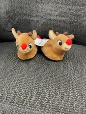 Rudolph Toddler Slippers size 1 Red Nose Reindeer NWT