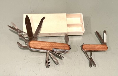 Unused Set 2 Victorinox Style Multi Blade Scout Folding Pocket Hobo Knife Knives